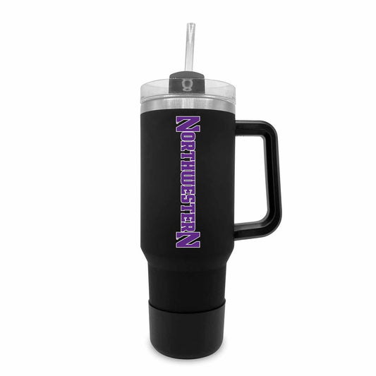 Northwestern Wildcats College & University 40 oz Travel Tumbler With Handle - Black