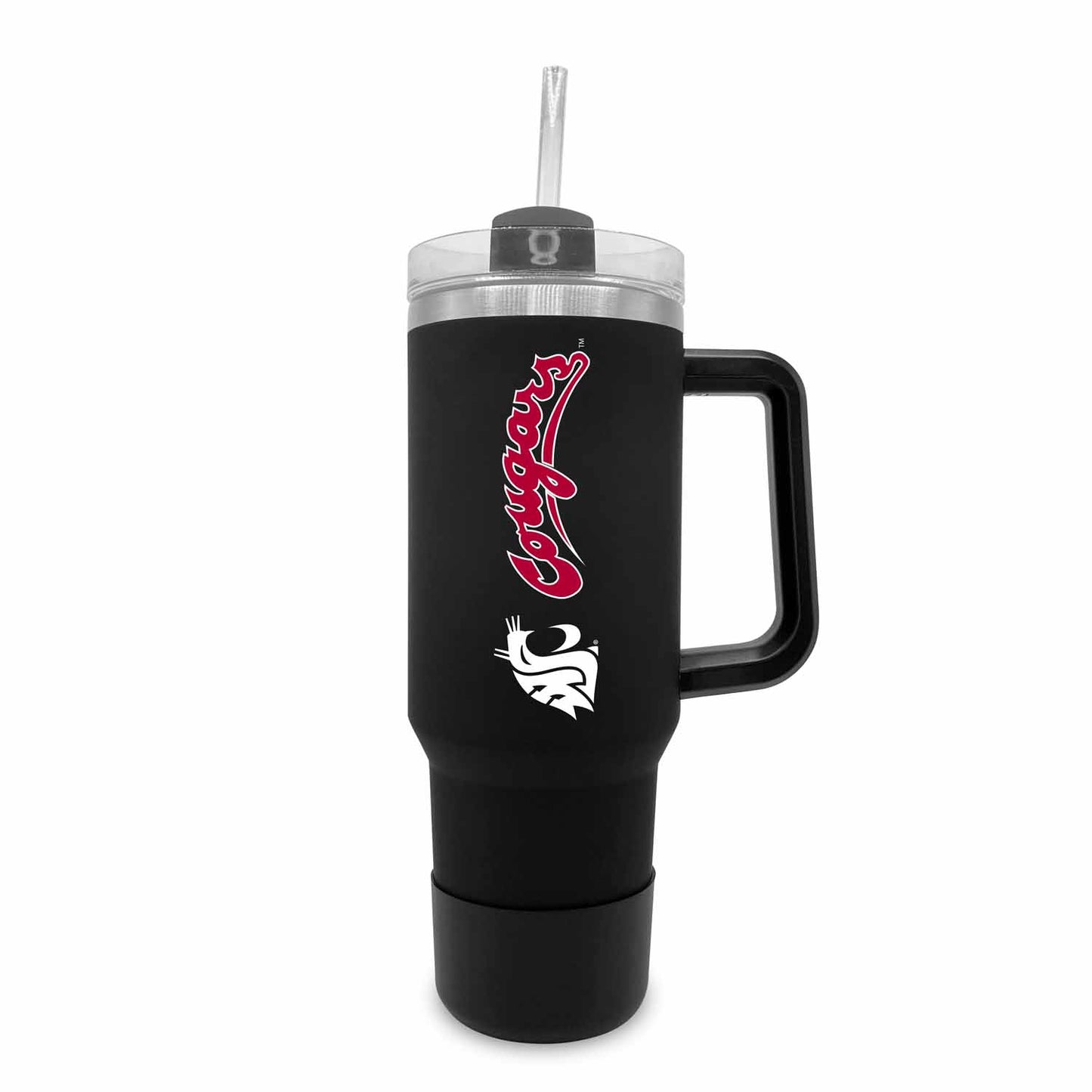 Washington State Cougars College & University 40 oz Travel Tumbler With Handle - Black