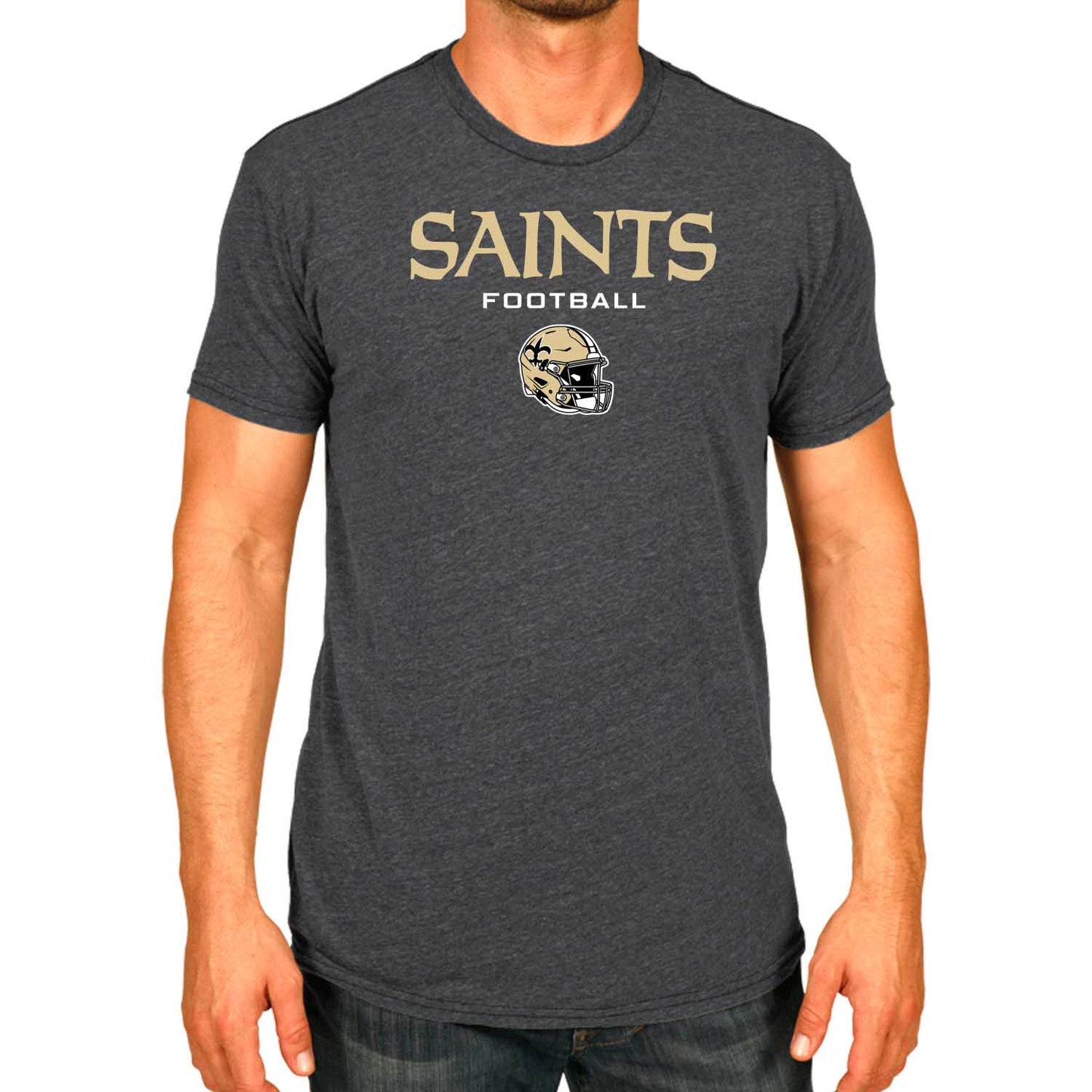 New Orleans Saints NFL Adult Football Helmet Tagless T-Shirt - Charcoal