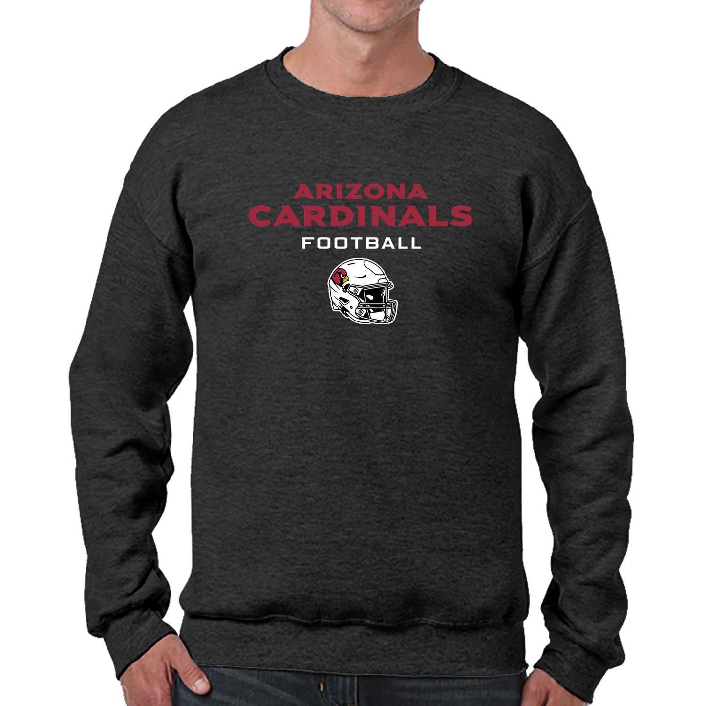 Arizona Cardinals Adult NFL Football Helmet Heather Crewneck Sweatshirt - Charcoal