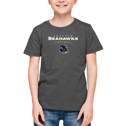 Seattle Seahawks NFL Youth Football Helmet Tagless T-Shirt - Charcoal