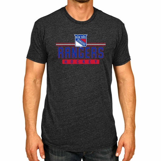 New York Rangers Adult NHL Heather Charcoal True Fan Hockey T-Shirt - Charcoal