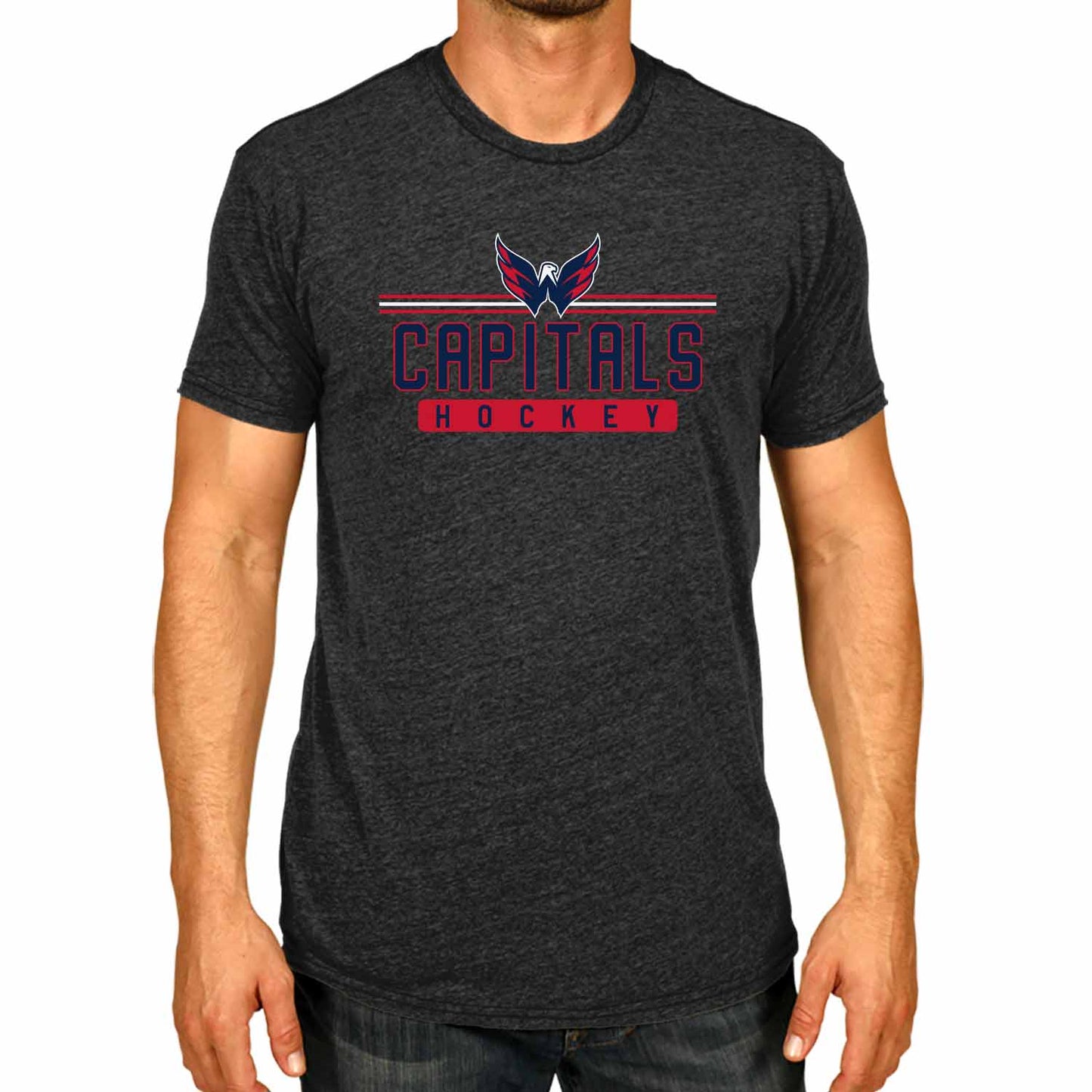 Washington Capitals Adult NHL Heather Charcoal True Fan Hockey T-Shirt - Charcoal
