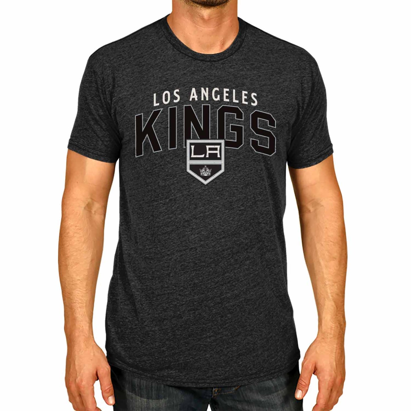 Los Angeles Kings NHL Adult Powerplay Heathered Unisex T-Shirt - Black Heather