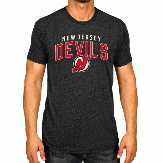 New Jersey Devils NHL Adult Powerplay Heathered Unisex T-Shirt - Black Heather