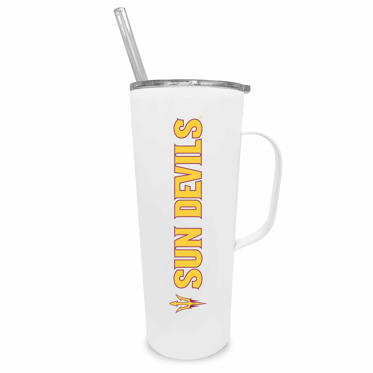 Arizona State Sun Devils NCAA Stainless Steel 20oz Roadie With Handle & Dual Option Lid With Straw - White