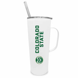 Colorado State Rams NCAA Stainless Steel 20oz Roadie With Handle & Dual Option Lid With Straw - White