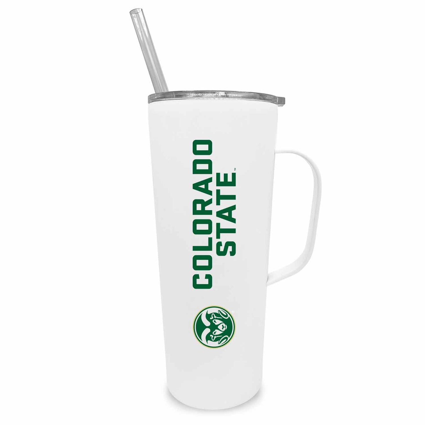 Colorado State Rams NCAA Stainless Steel 20oz Roadie With Handle & Dual Option Lid With Straw - White