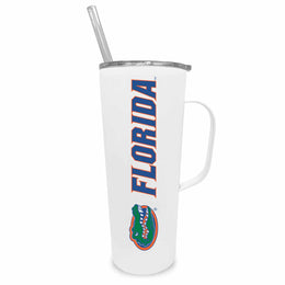 Florida Gators NCAA Stainless Steel 20oz Roadie With Handle & Dual Option Lid With Straw - White