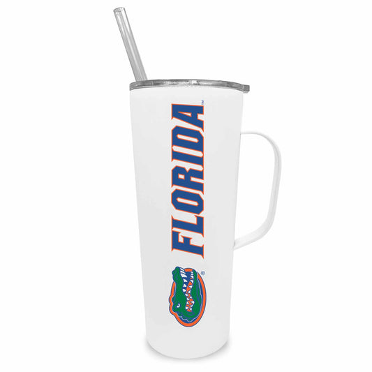 Florida Gators NCAA Stainless Steel 20oz Roadie With Handle & Dual Option Lid With Straw - White