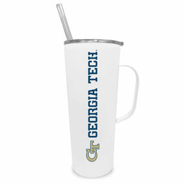 Georgia Tech Yellowjackets NCAA Stainless Steel 20oz Roadie With Handle & Dual Option Lid With Straw - White