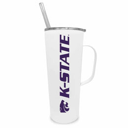 Kansas State Wildcats NCAA Stainless Steel 20oz Roadie With Handle & Dual Option Lid With Straw - White
