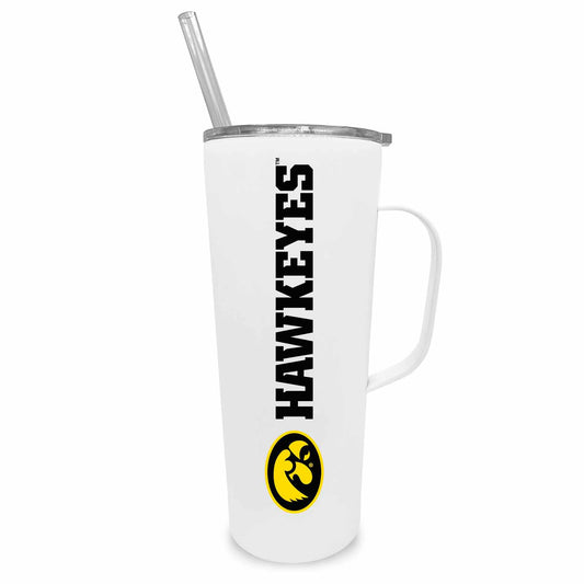 Iowa Hawkeyes NCAA Stainless Steel 20oz Roadie With Handle & Dual Option Lid With Straw - White