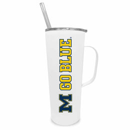 Michigan Wolverines NCAA Stainless Steel 20oz Roadie With Handle & Dual Option Lid With Straw - White