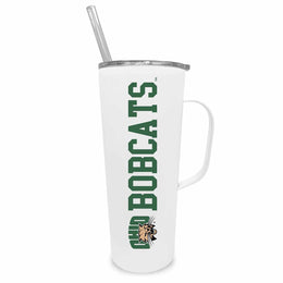 Ohio Bobcats NCAA Stainless Steel 20oz Roadie With Handle & Dual Option Lid With Straw - White