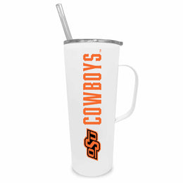 Oklahoma State Cowboys NCAA Stainless Steel 20oz Roadie With Handle & Dual Option Lid With Straw - White