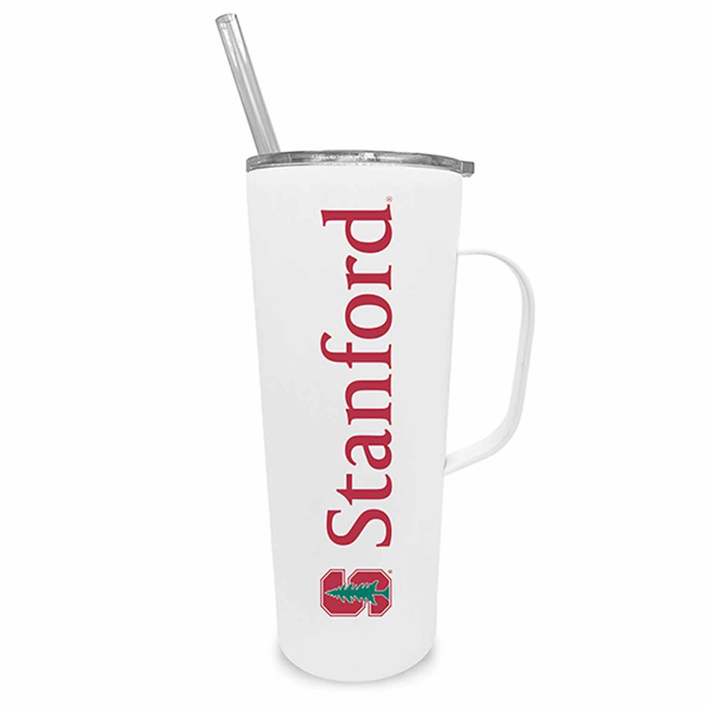 Stanford Cardinal NCAA Stainless Steel 20oz Roadie With Handle & Dual Option Lid With Straw - White