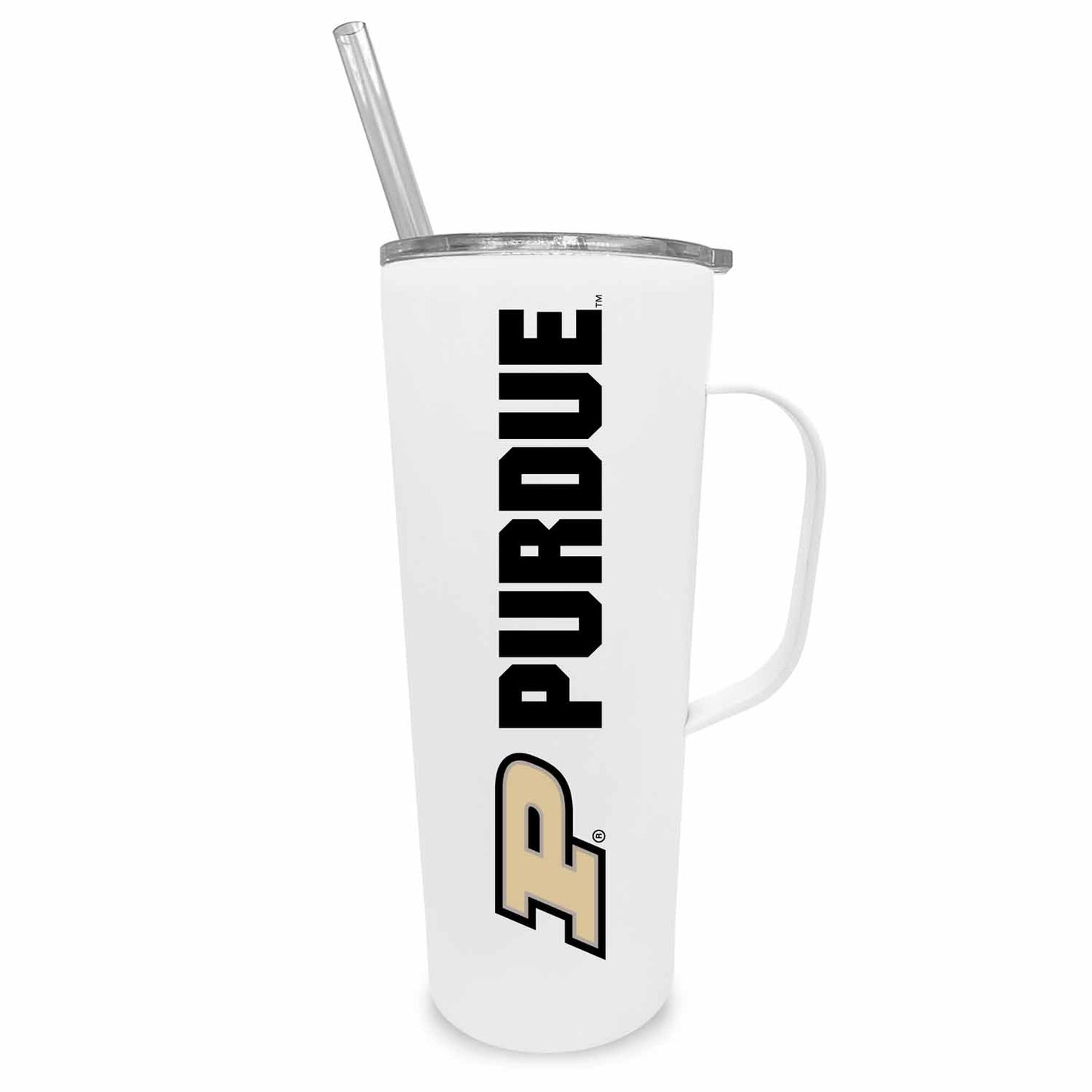 Purdue Boilermakers NCAA Stainless Steel 20oz Roadie With Handle & Dual Option Lid With Straw - White