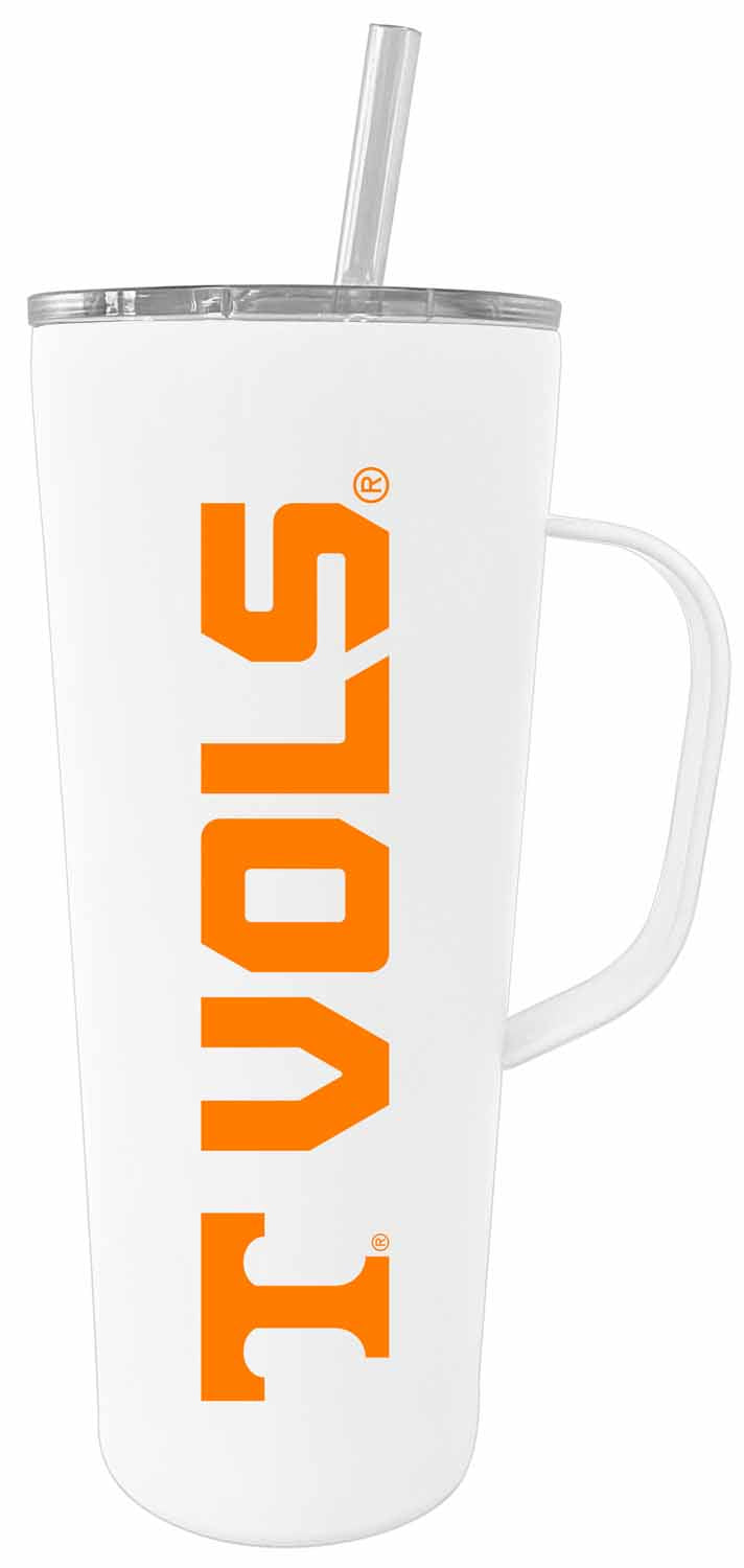 Tennessee Volunteers NCAA Stainless Steel 20oz Roadie With Handle & Dual Option Lid With Straw - White