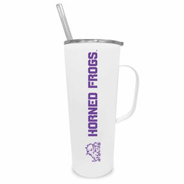 TCU Horned Frogs NCAA Stainless Steel 20oz Roadie With Handle & Dual Option Lid With Straw - White