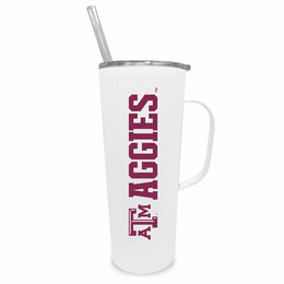 Texas A&M Aggies NCAA Stainless Steel 20oz Roadie With Handle & Dual Option Lid With Straw - White