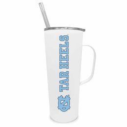 North Carolina Tar Heels NCAA Stainless Steel 20oz Roadie With Handle & Dual Option Lid With Straw - White