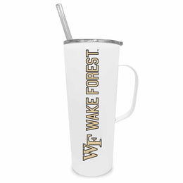 Wake Forest Demon Deacons NCAA Stainless Steel 20oz Roadie With Handle & Dual Option Lid With Straw - White
