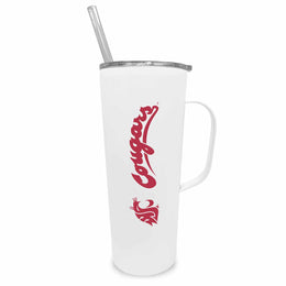 Washington State Cougars NCAA Stainless Steel 20oz Roadie With Handle & Dual Option Lid With Straw - White