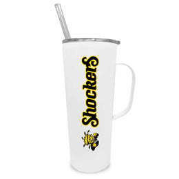 Wichita State Shockers NCAA Stainless Steel 20oz Roadie With Handle & Dual Option Lid With Straw - White