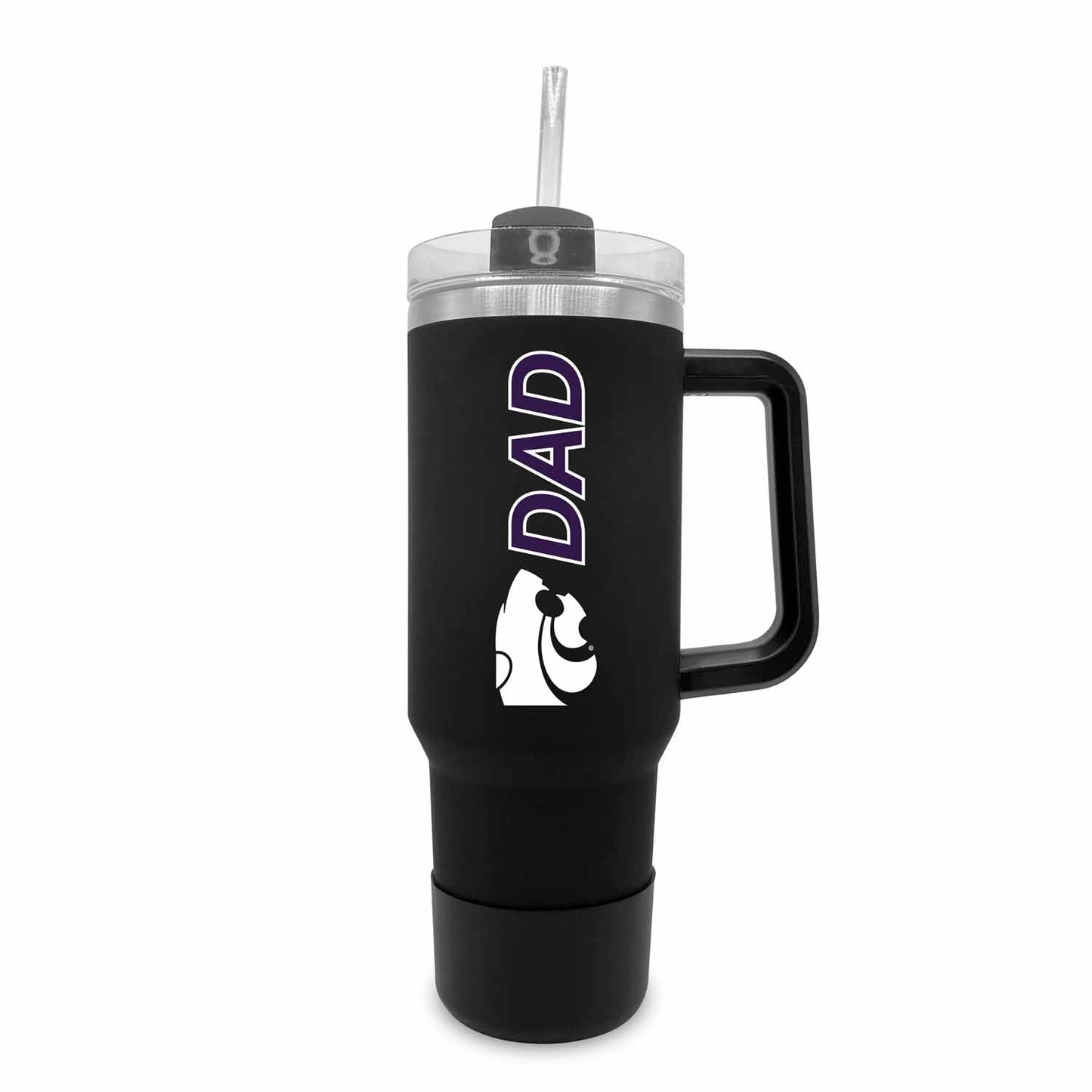 Kansas State Wildcats Collegiate 40oz Stainless Steel Travel Tumbler with Handle for Dad - Black