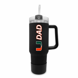 Miami Hurricanes Collegiate 40oz Stainless Steel Travel Tumbler with Handle for Dad - Black