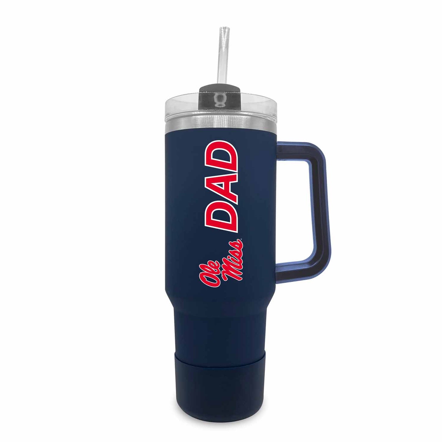 Ole Miss Rebels Collegiate 40oz Stainless Steel Travel Tumbler with Handle for Dad - Navy
