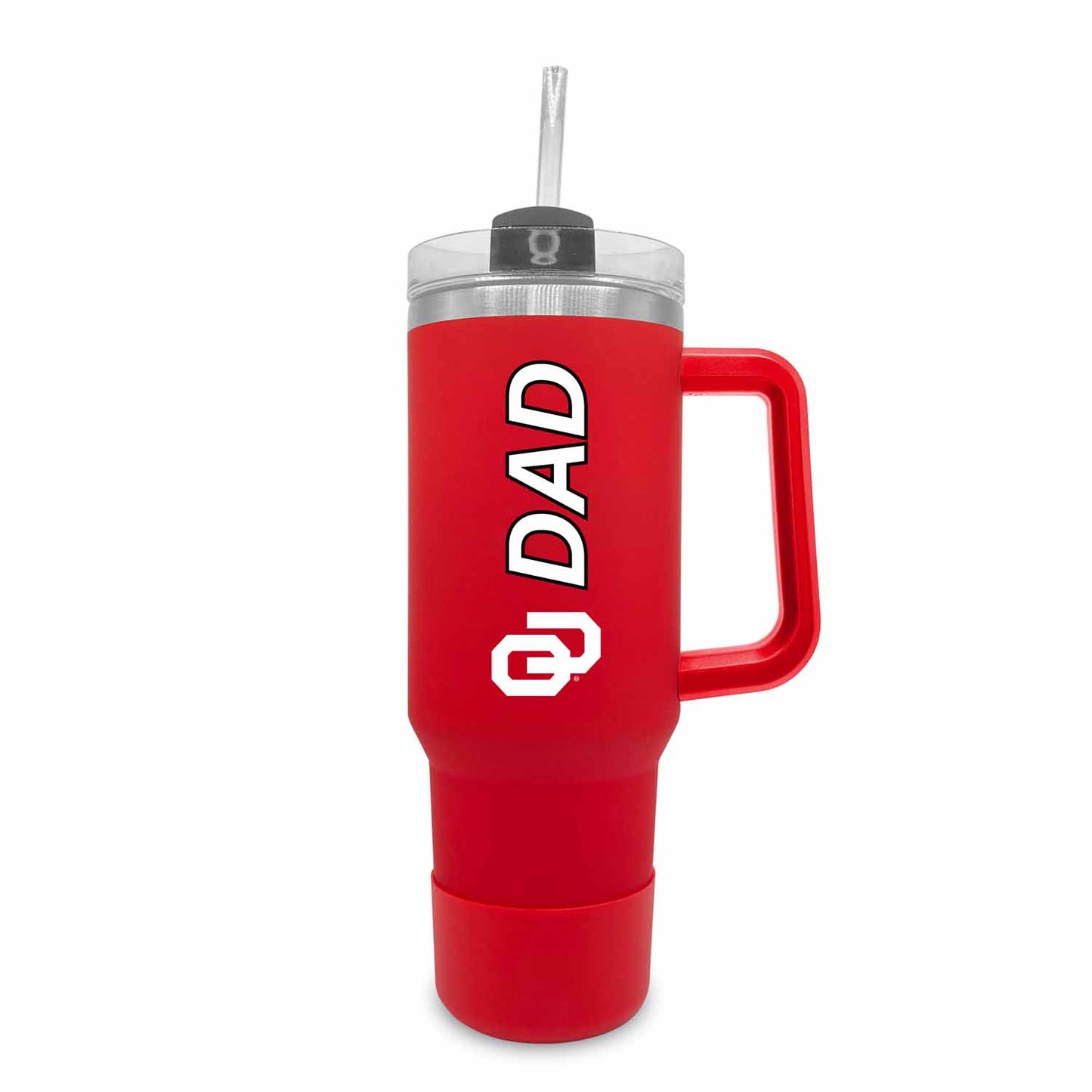 Oklahoma Sooners Collegiate 40oz Stainless Steel Travel Tumbler with Handle for Dad - Crimson