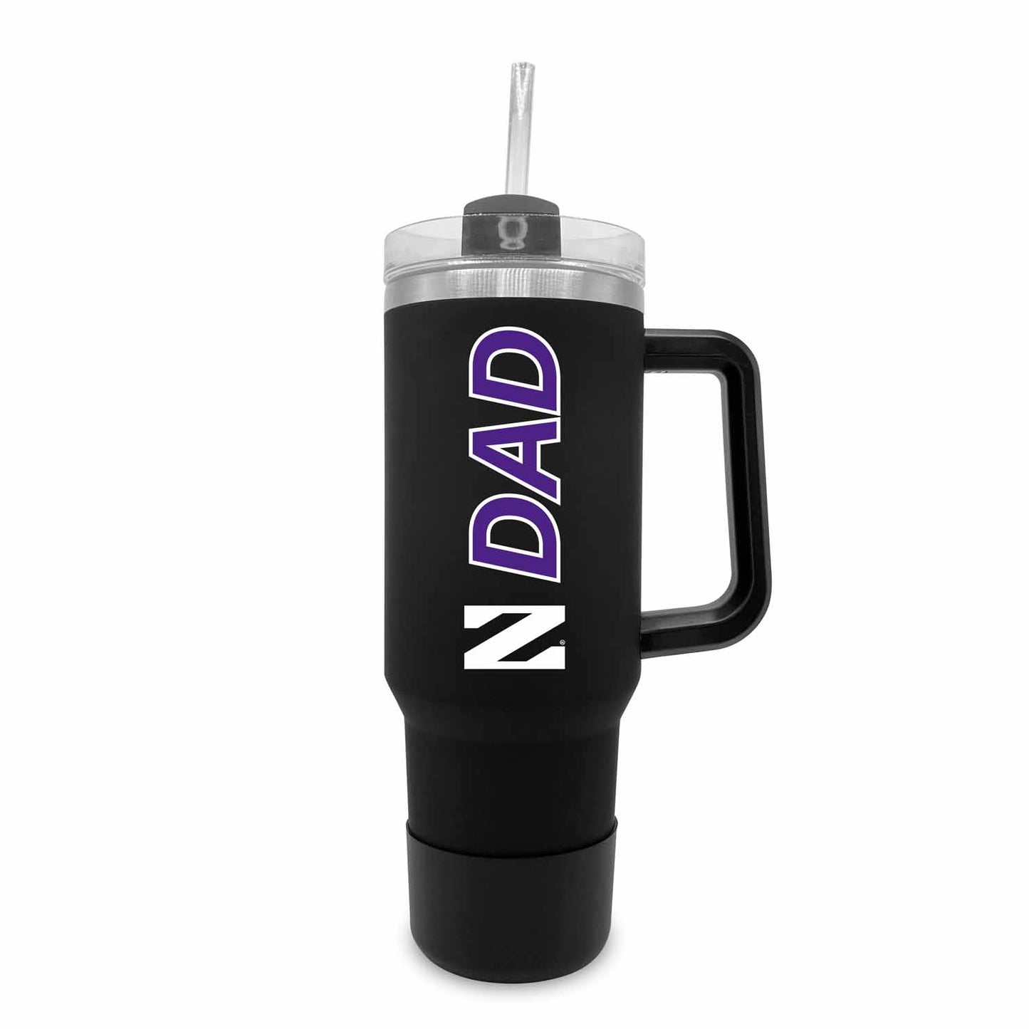 Northwestern Wildcats Collegiate 40oz Stainless Steel Travel Tumbler with Handle for Dad - Black
