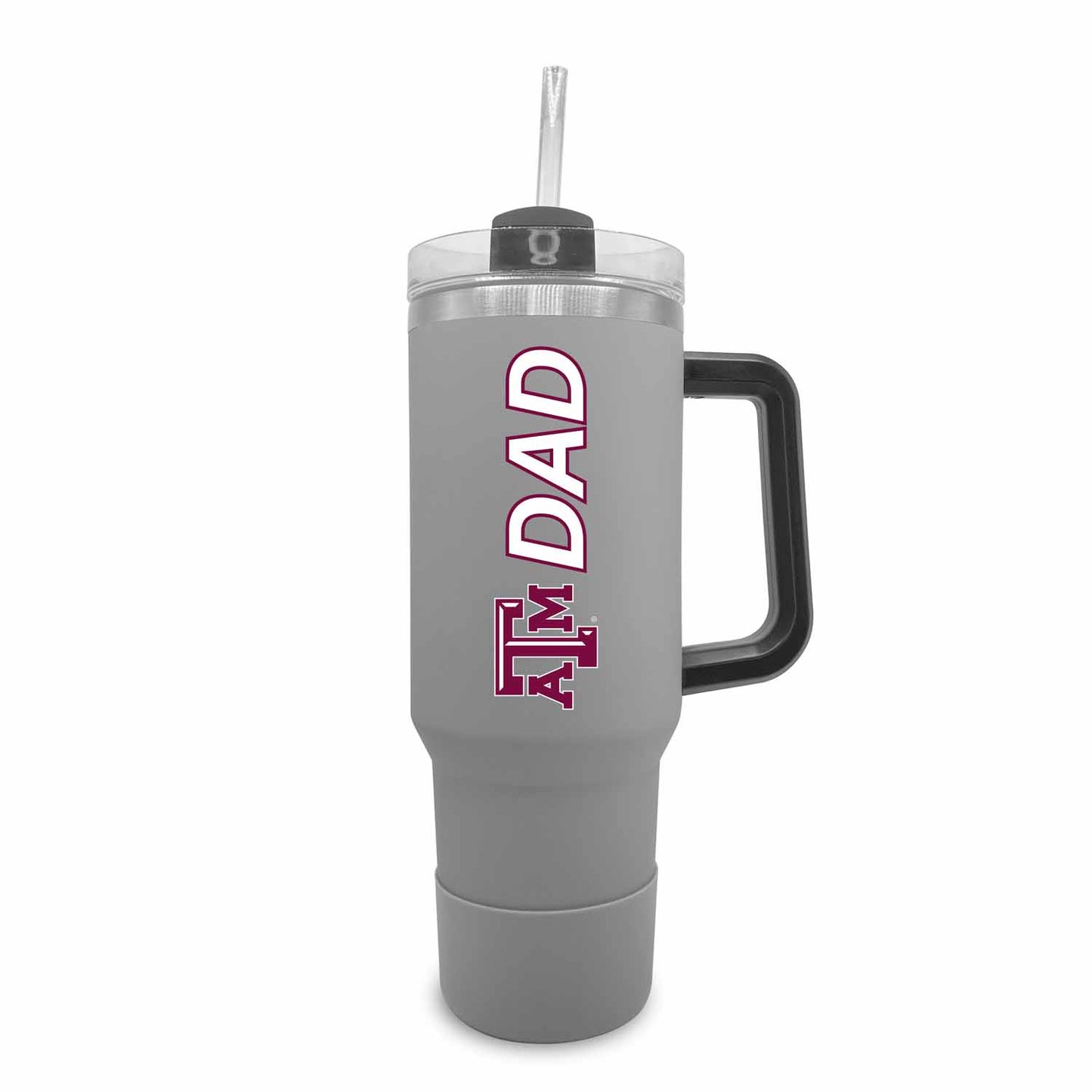 Texas A&M Aggies Collegiate 40oz Stainless Steel Travel Tumbler with Handle for Dad - Gray