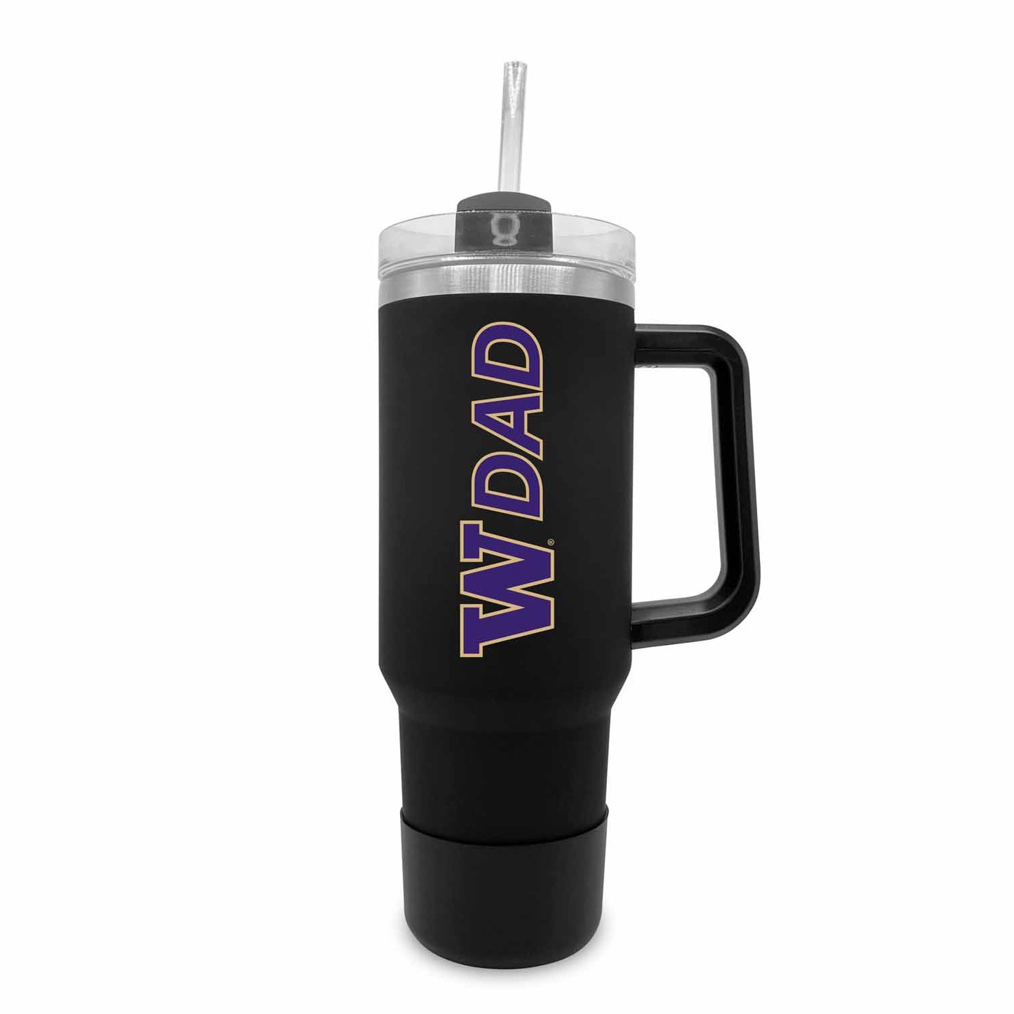 Washington Huskies Collegiate 40oz Stainless Steel Travel Tumbler with Handle for Dad - Black