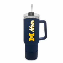 Michigan Wolverines Collegiate 40oz Stainless Steel Travel Tumbler with Handle for Mom - Navy