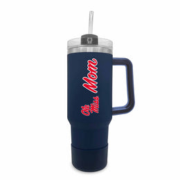 Ole Miss Rebels Collegiate 40oz Stainless Steel Travel Tumbler with Handle for Mom - Navy