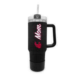 Washington State Cougars Collegiate 40oz Stainless Steel Travel Tumbler with Handle for Mom - Black