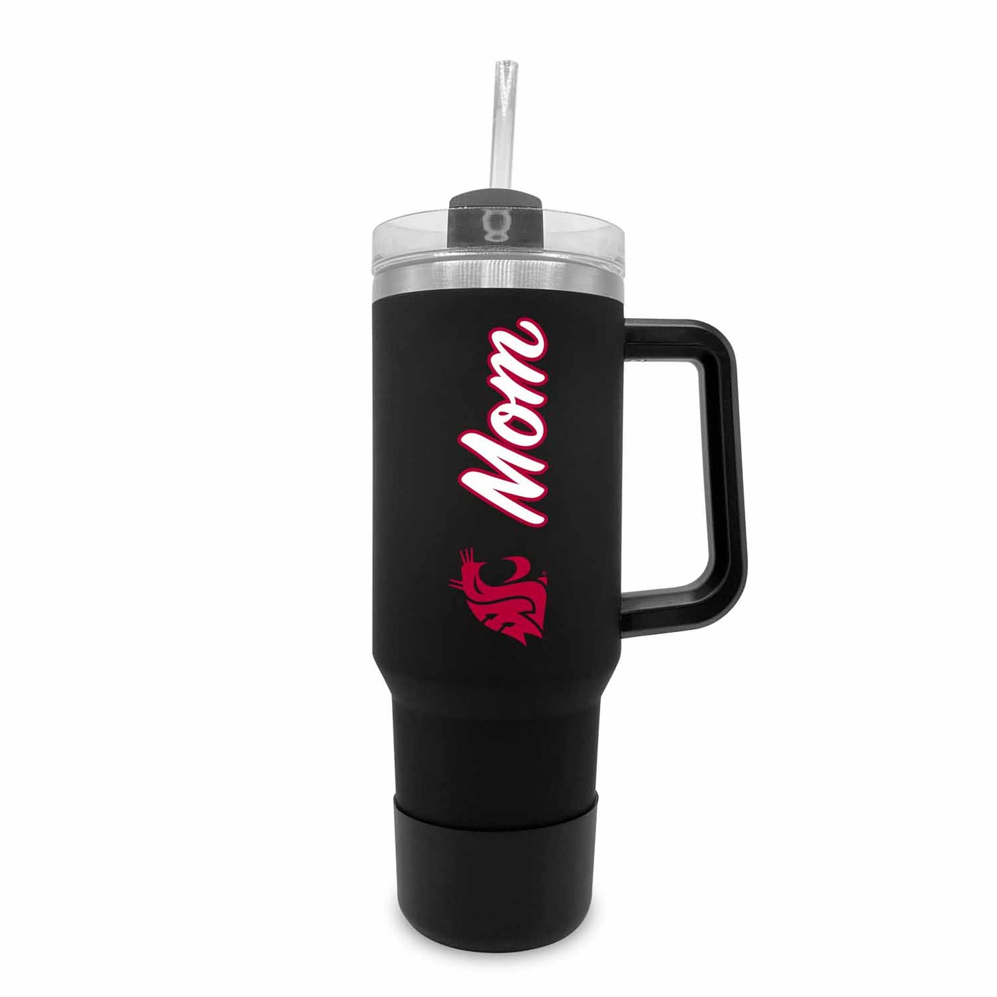 Washington State Cougars Collegiate 40oz Stainless Steel Travel Tumbler with Handle for Mom - Black