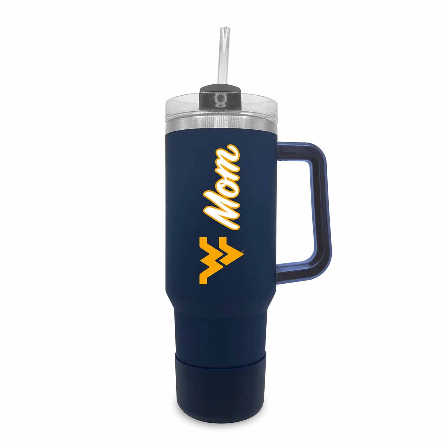 West Virginia Mountaineers Collegiate 40oz Stainless Steel Travel Tumbler with Handle for Mom - Navy