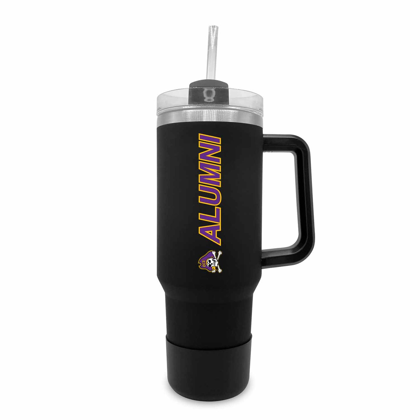 East Carolina Pirates Collegiate 40oz Stainless Steel Travel Tumbler with Handle for Alumni - Black