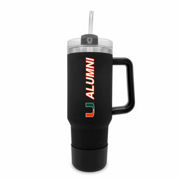 Miami Hurricanes Collegiate 40oz Stainless Steel Travel Tumbler with Handle for Alumni - Black