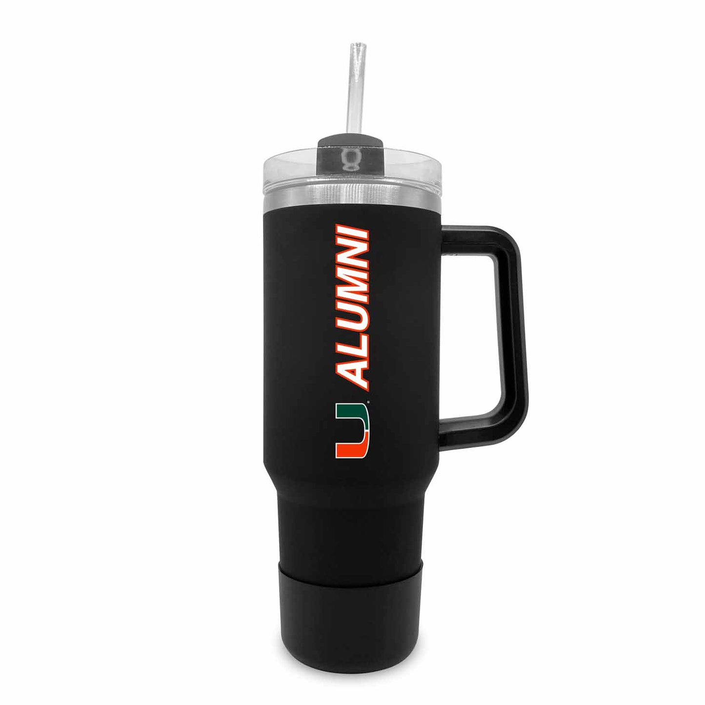 Miami Hurricanes Collegiate 40oz Stainless Steel Travel Tumbler with Handle for Alumni - Black