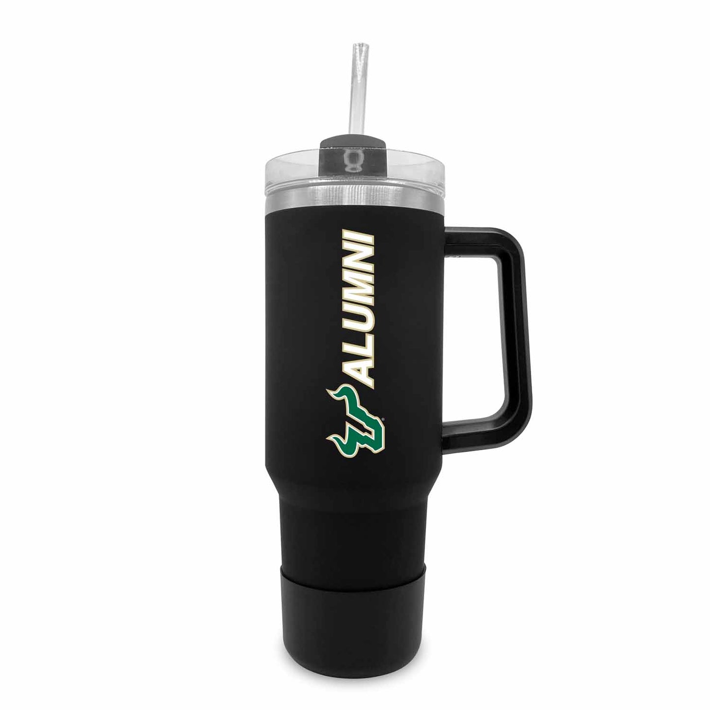 USF Bulls Collegiate 40oz Stainless Steel Travel Tumbler with Handle for Alumni - Black