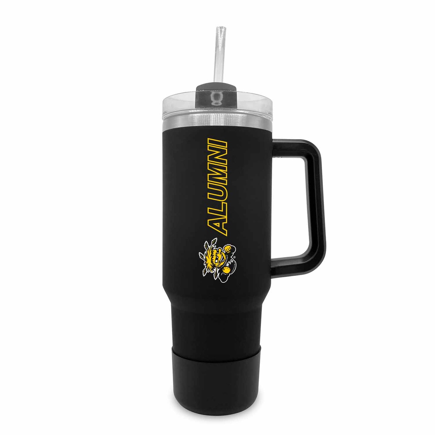Wichita State Shockers Collegiate 40oz Stainless Steel Travel Tumbler with Handle for Alumni - Black