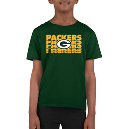 Green Bay Packers NFL Youth Repeating Logo Football T-Shirt Unisex Tag Free Comfortable - Forest Green