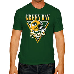 Green Bay Packers NFL Adult Retro Triangle Unisex T-Shirt - Forest Green
