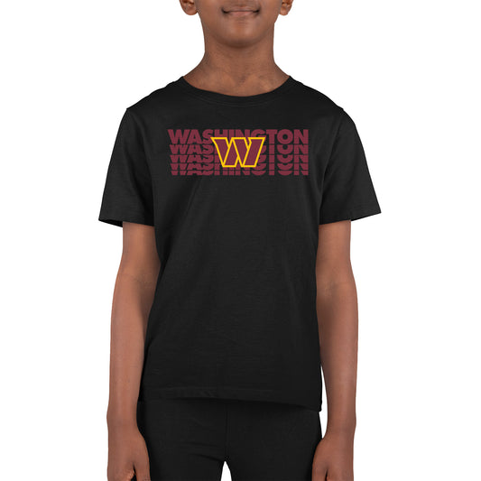 Washington Commanders NFL Youth Repeating Logo Football T-Shirt Unisex Tag Free Comfortable - Black