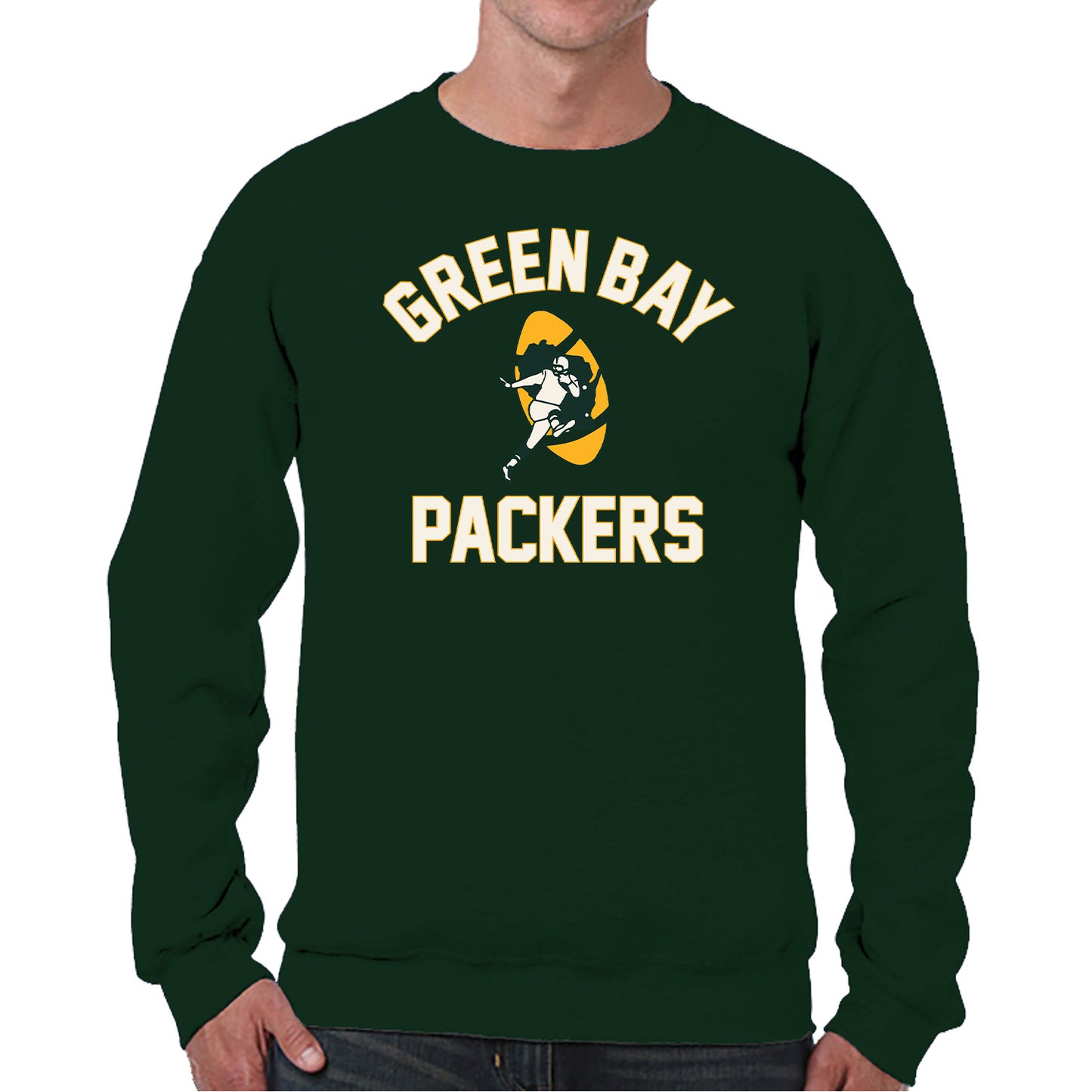 Green Bay Packers NFL Adult Unisex Retro Gameday Ultra Soft Fleece Crewneck Sweatshirt - Forest Green
